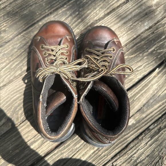 VTG Dr Doc Martens Boots 9352 Mens 4 Brown Leather made in England Y2K Workwear main image 6